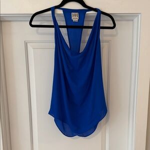 Haute Hippie Electric Blue Cowl-Neck Racerback Tank